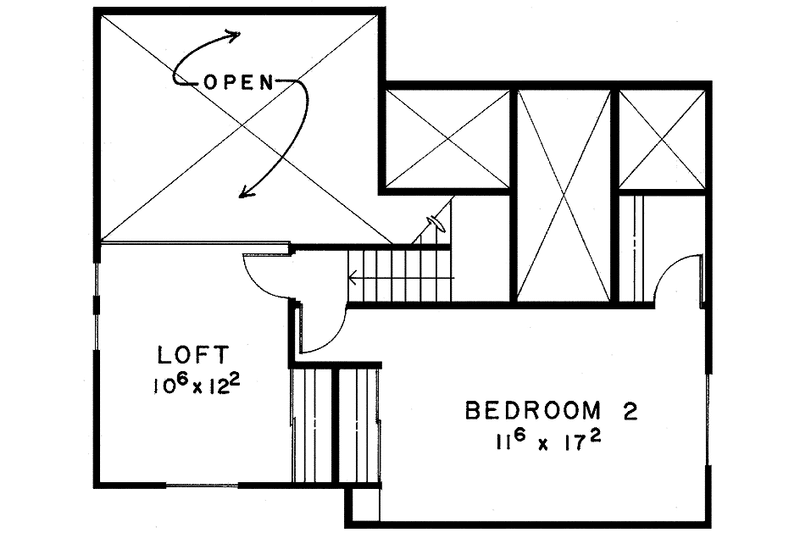 Home Plan - Floor Plan - Upper Floor for Contemporary House Plan #60-748 - 3 bed, 2 bath