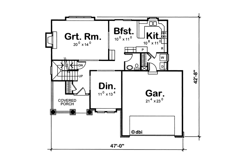 Home Plan - Floor Plan - Main Floor for Craftsman House Plan #20-2220 - 3 bed, 2.5 bath