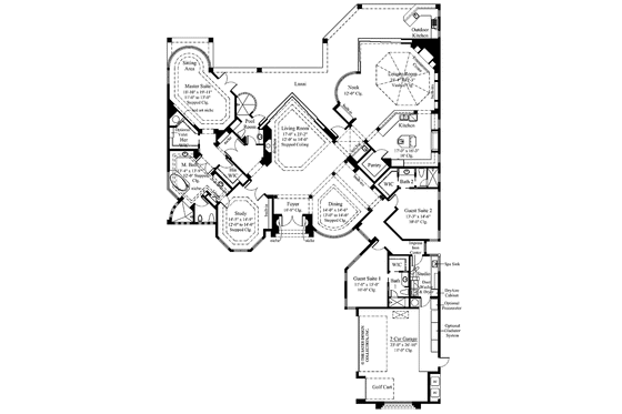Floor Plan - Main Floor for Mediterranean House Plan #930-110 - 3 bed, 4 bath