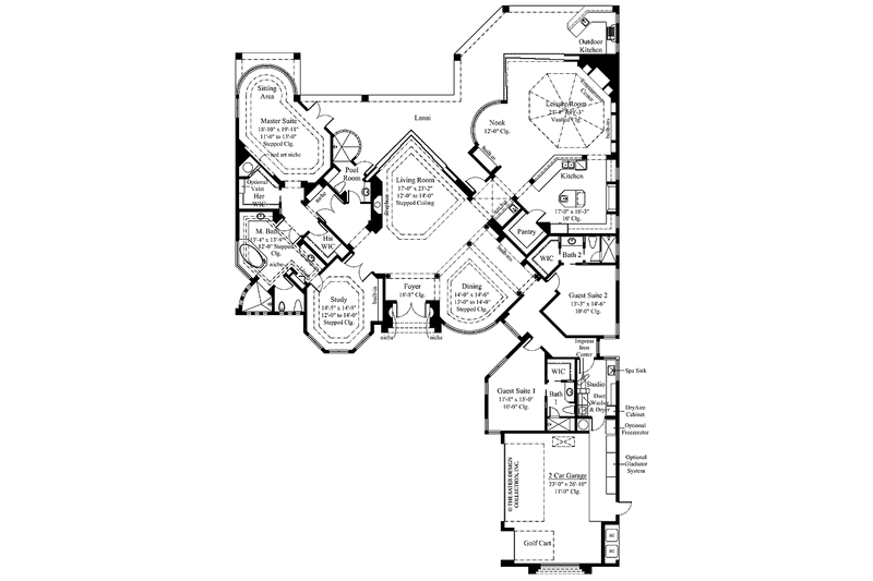 Dream House Plan - Floor Plan - Main Floor for Mediterranean House Plan #930-110 - 3 bed, 4 bath