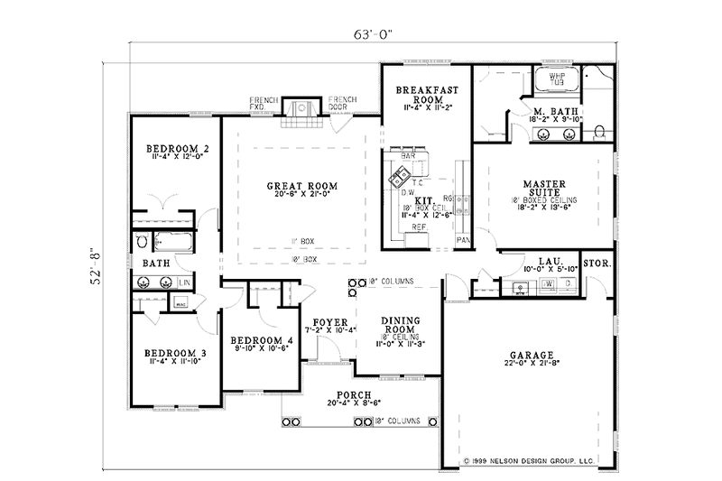 Dream House Plan - Floor Plan - Main Floor for Ranch House Plan #17-2734 - 4 bed, 2 bath