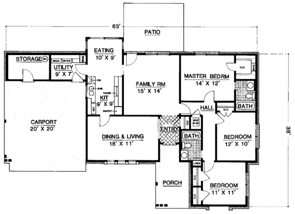 Home Plan - Ranch Floor Plan - Main Floor Plan #45-553