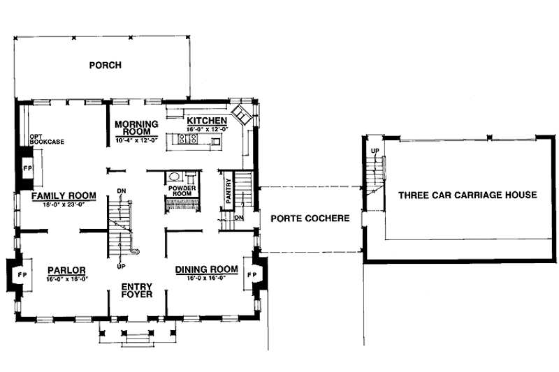 Home Plan - Floor Plan - Main Floor for Classical House Plan #1016-28 - 3 bed, 3.5 bath