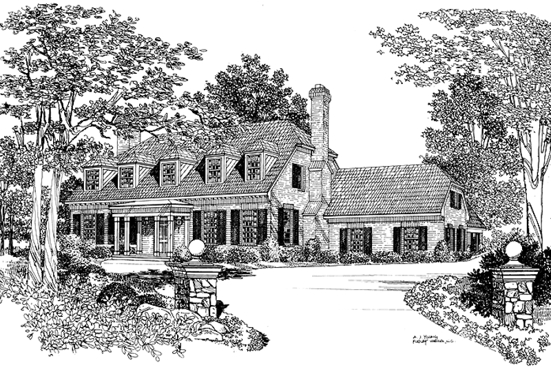 Architectural House Design - Colonial Exterior - Front Elevation Plan #72-694