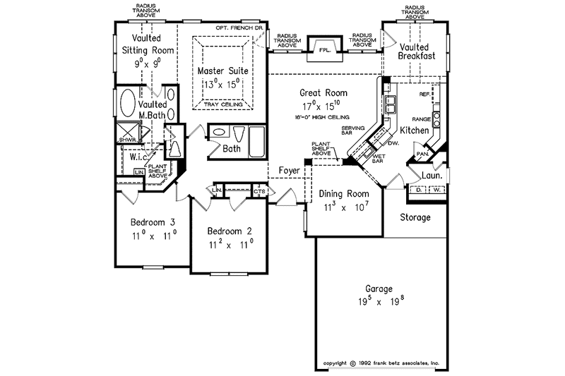 Home Plan - Floor Plan - Main Floor for Mediterranean House Plan #927-68 - 3 bed, 2 bath