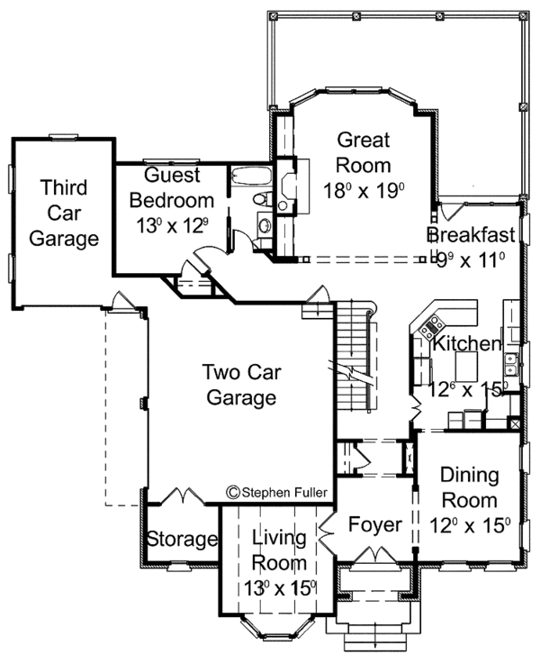 Architectural House Design - Country Floor Plan - Main Floor Plan #429-297