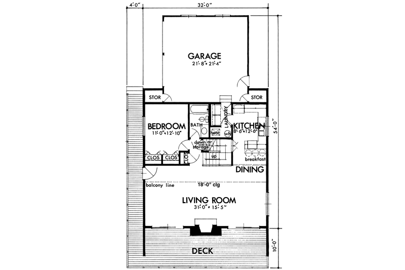 Dream House Plan - Floor Plan - Main Floor for Prairie House Plan #320-1203 - 3 bed, 2 bath