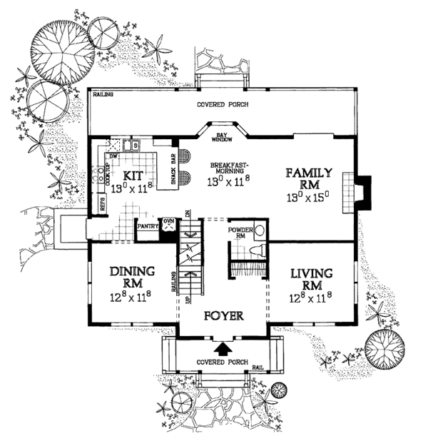 House Blueprint - Country Floor Plan - Main Floor Plan #72-1082