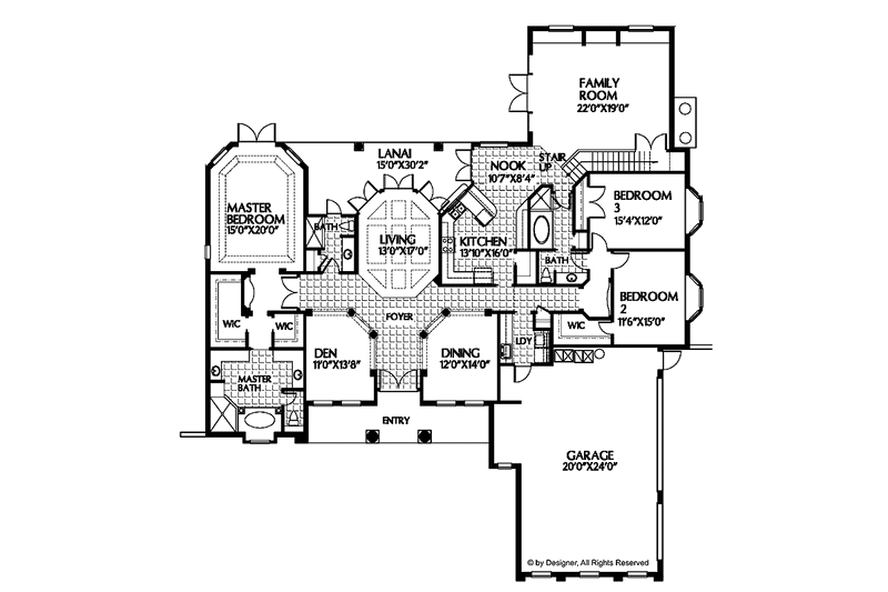 Home Plan - Floor Plan - Main Floor for Classical House Plan #999-19 - 4 bed, 3 bath