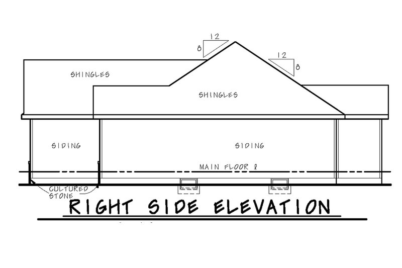 House Blueprint - Exterior - Other Elevation 1 for Bungalow House Plan #20-1342 - 3 bed, 2 bath