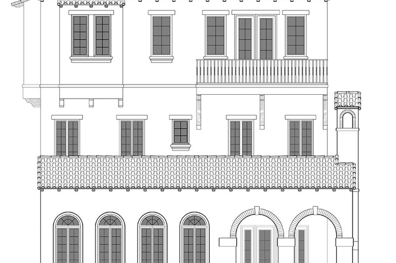 House Plan Design - Exterior - Rear Elevation for Mediterranean House Plan #1058-155 - 3 bed, 3 bath