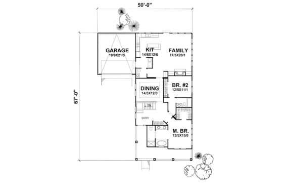 Floor Plan - Main Floor for Traditional House Plan #50-131 - 2 bed, 2.5 bath