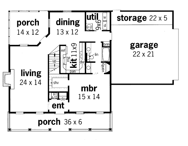 Home Plan - Traditional Floor Plan - Main Floor Plan #45-116