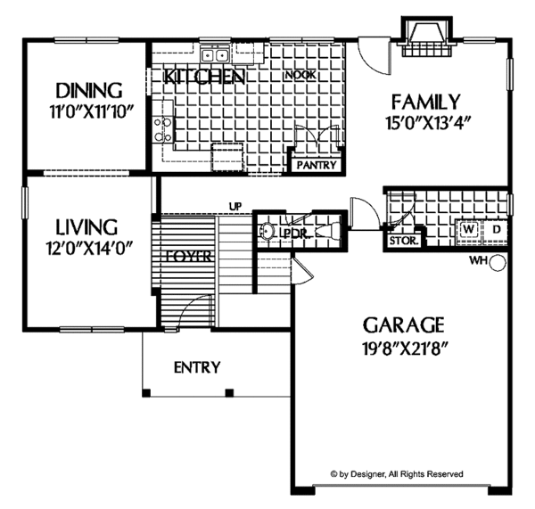 House Plan Design - Colonial Floor Plan - Main Floor Plan #999-83