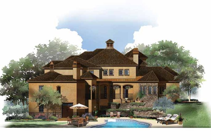 Home Plan - Exterior - Rear Elevation 1 for Mediterranean House Plan #952-209 - 4 bed, 5 bath
