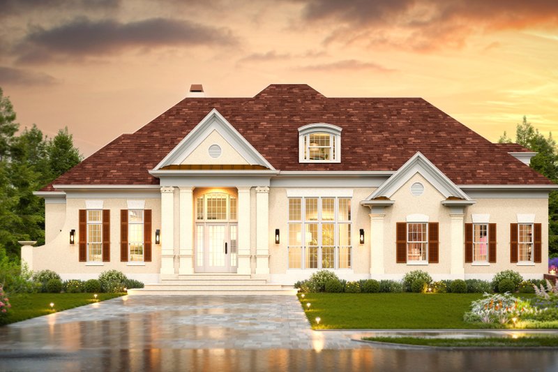 Home Plan - Exterior - Front Elevation 3 for European House Plan #119-257 - 4 bed, 3.5 bath