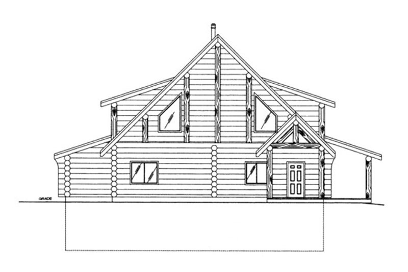 Home Plan - Exterior - Rear Elevation 3 for Log House Plan #117-826 - 1 bed, 2.5 bath