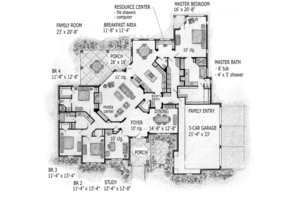 Floor Plan - Main Floor for European House Plan #410-263 - 4 bed, 3.5 bath