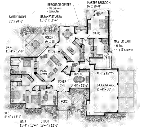 Architectural House Design - European Floor Plan - Main Floor Plan #410-263