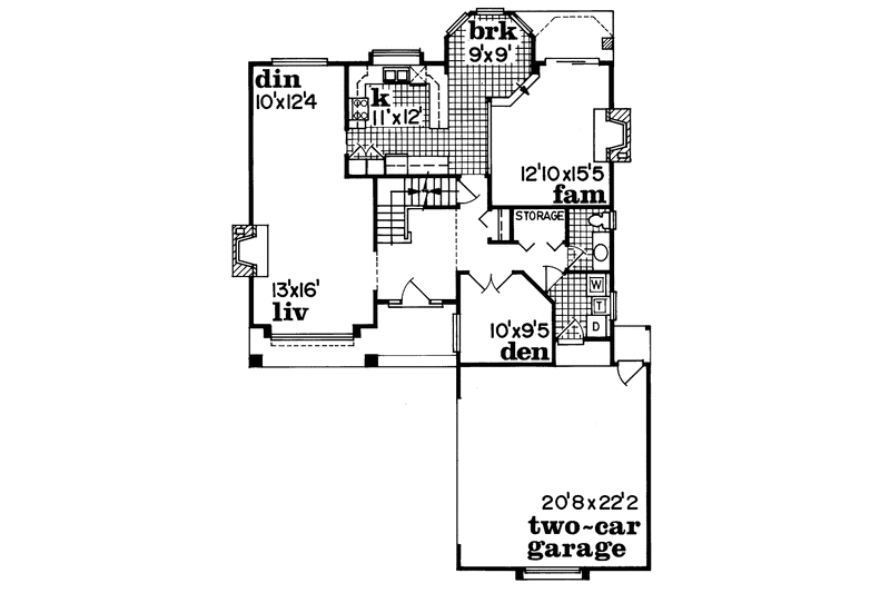 Home Plan - Floor Plan - Main Floor for Prairie House Plan #47-730 - 3 bed, 2.5 bath