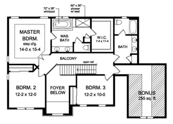 Architectural House Design - Colonial Floor Plan - Upper Floor Plan #1010-154