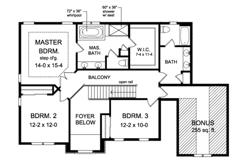 Architectural House Design - Floor Plan - Upper Floor for Colonial House Plan #1010-154 - 3 bed, 2.5 bath