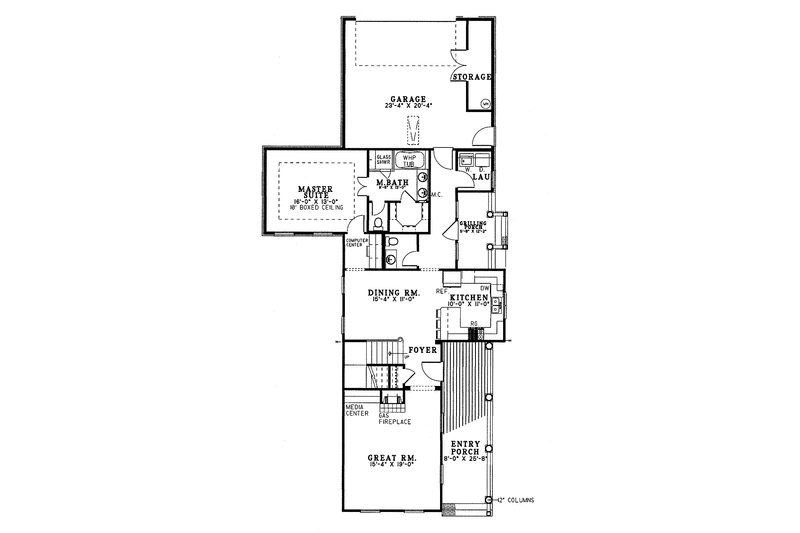 House Design - Floor Plan - Main Floor for Classical House Plan #17-2666 - 4 bed, 2.5 bath