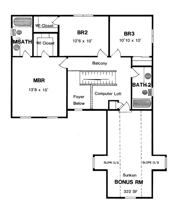 House Plan Design - Colonial Floor Plan - Upper Floor Plan #316-207