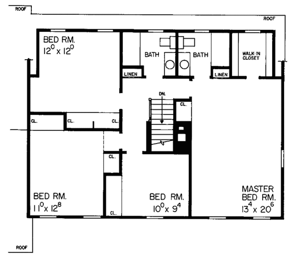 Home Plan - Colonial Floor Plan - Upper Floor Plan #72-668