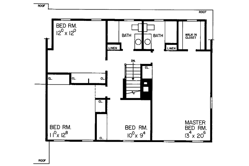 Dream House Plan - Floor Plan - Upper Floor for Colonial House Plan #72-668 - 4 bed, 2.5 bath