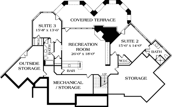 House Blueprint - Craftsman Floor Plan - Lower Floor Plan #453-43