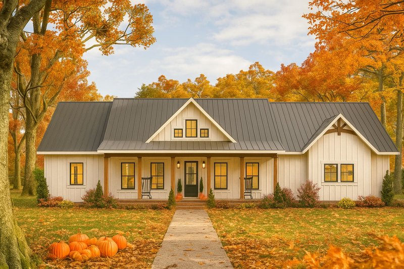 House Blueprint - Country Exterior - Front Elevation Plan #44-305