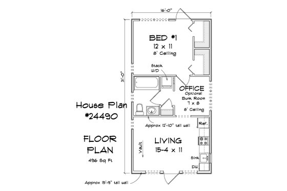 Floor Plan - Main Floor for Modern House Plan #513-2283 - 1 bed, 1 bath