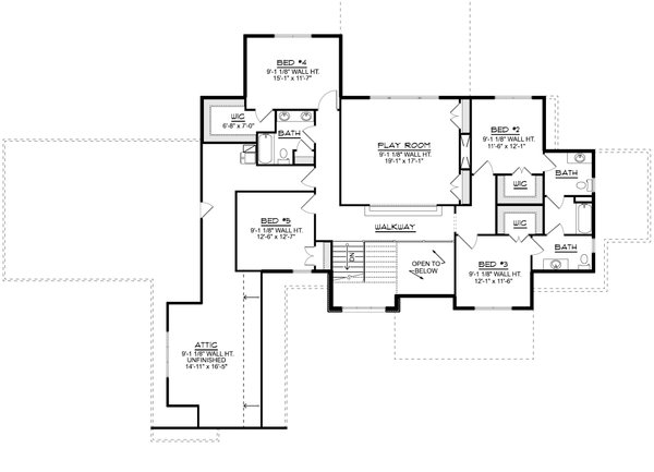 House Design - Floor Plan - Upper Floor for Modern House Plan #1064-478 - 5 bed, 3.5 bath
