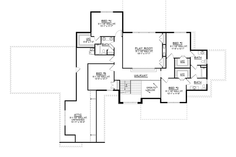 House Design - Floor Plan - Upper Floor for Modern House Plan #1064-478 - 5 bed, 3.5 bath