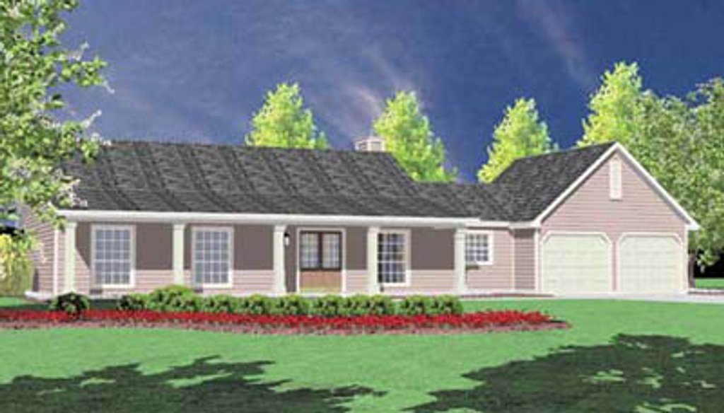 Ranch Style House Plan - 3 Beds 2 Baths 1400 Sq/Ft Plan #36-108
