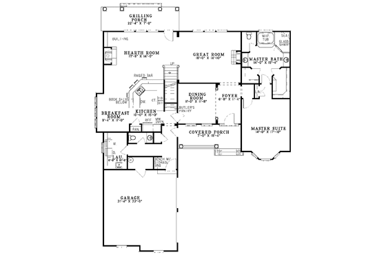 Floor Plan - Main Floor for Traditional House Plan #17-3164 - 4 bed, 2.5 bath