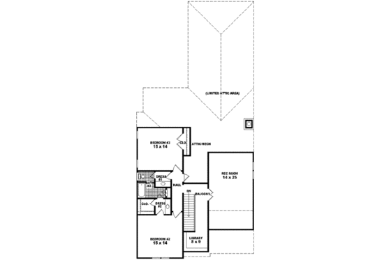 Floor Plan - Upper Floor for Tudor House Plan #81-419 - 3 bed, 3 bath