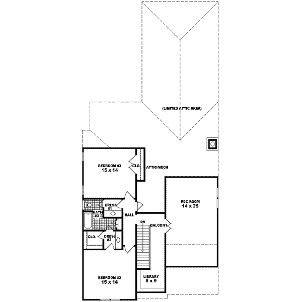 Tudor Floor Plan - Upper Floor Plan #81-419