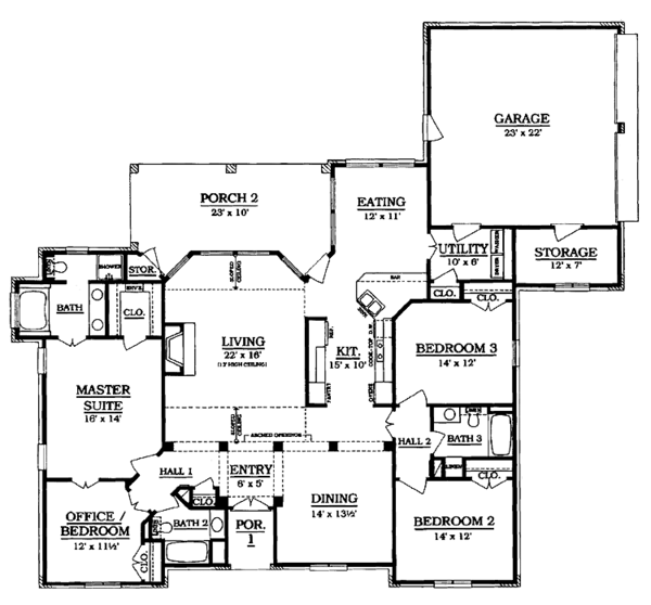 Home Plan - Country Floor Plan - Main Floor Plan #14-258