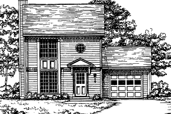 Exterior - Front Elevation 3 for Colonial House Plan #30-221 - 2 bed, 2.5 bath
