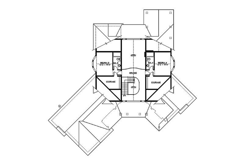 House Blueprint - Floor Plan - Upper Floor for Craftsman House Plan #132-211 - 4 bed, 4 bath
