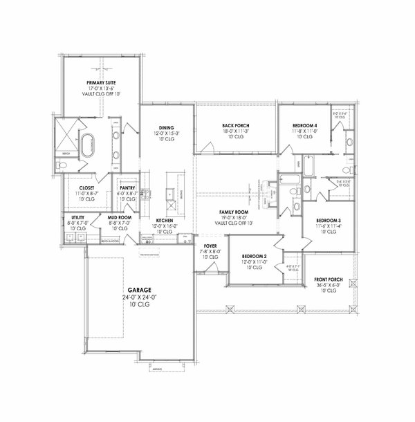 Architectural House Design - Country Floor Plan - Main Floor Plan #1096-164