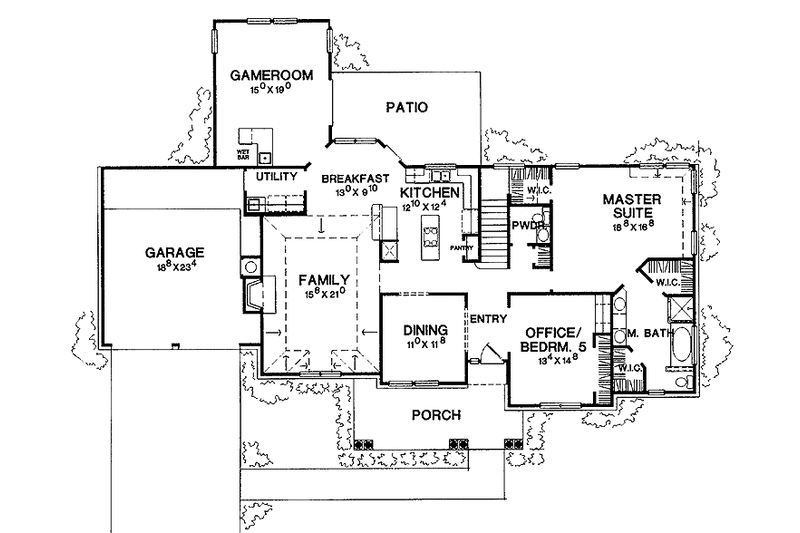 Dream House Plan - Floor Plan - Main Floor for Country House Plan #472-232 - 4 bed, 2.5 bath