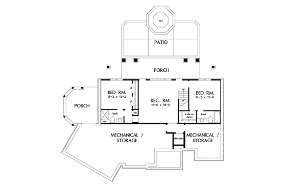 Floor Plan - Lower Floor for Cottage House Plan #929-992 - 4 bed, 4 bath