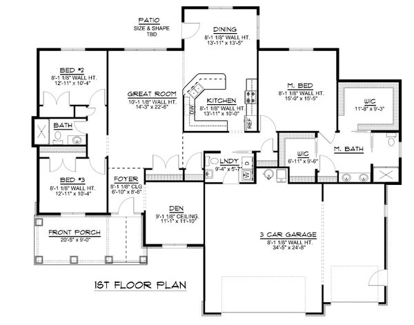 Home Plan - Ranch Floor Plan - Main Floor Plan #1064-34