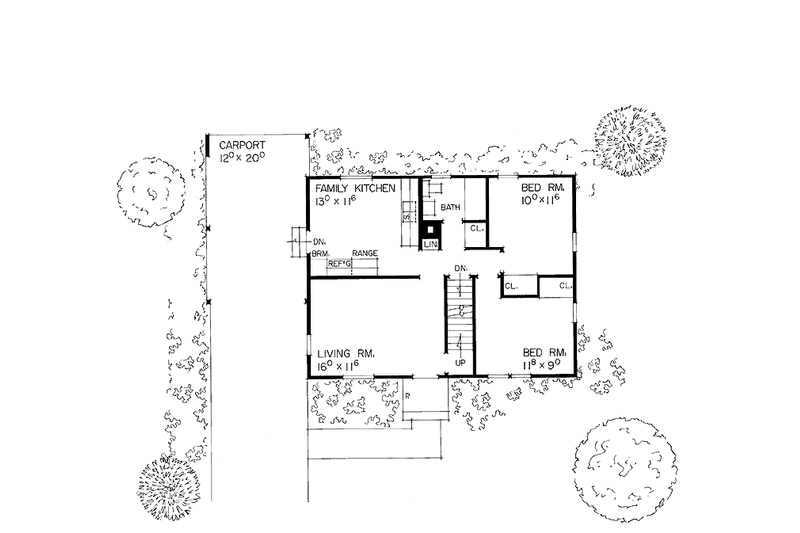 Architectural House Design - Floor Plan - Main Floor for Colonial House Plan #72-515 - 4 bed, 2 bath