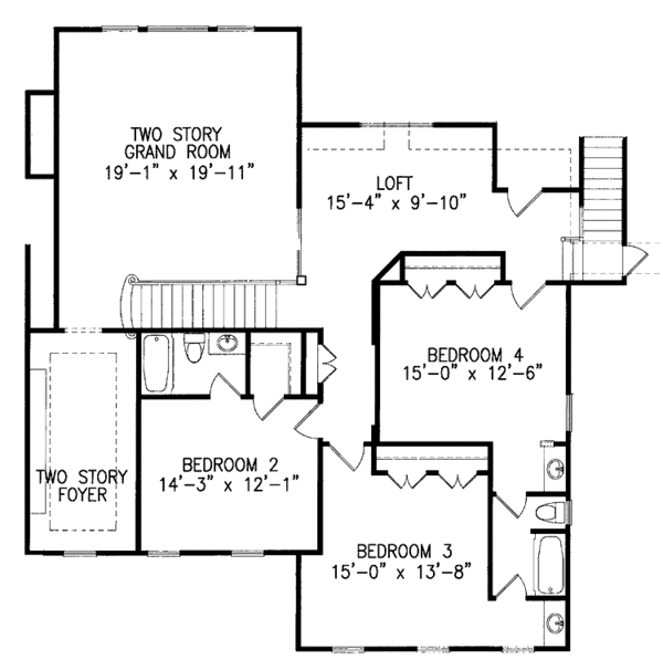 House Blueprint - Colonial Floor Plan - Upper Floor Plan #54-233