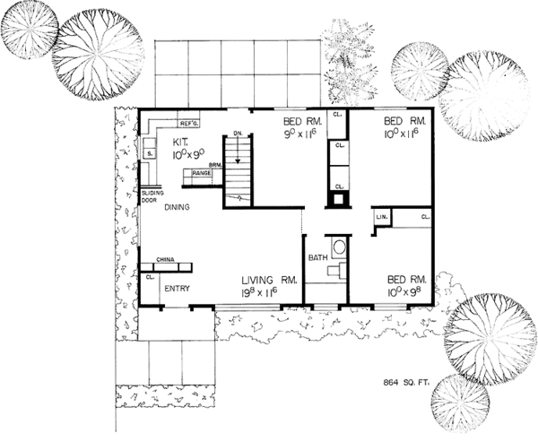 Architectural House Design - Ranch Floor Plan - Main Floor Plan #72-590