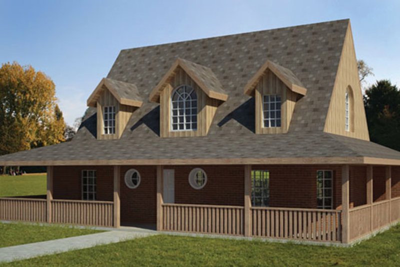 House Blueprint - Exterior - Front Elevation 4 for Colonial House Plan #1061-16 - 3 bed, 2 bath